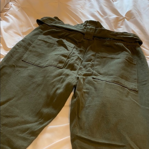 Green Khaki Paperbag Tie Pants - Picture 3 of 3